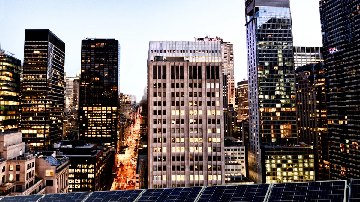 Solar panels on a building in New York City.