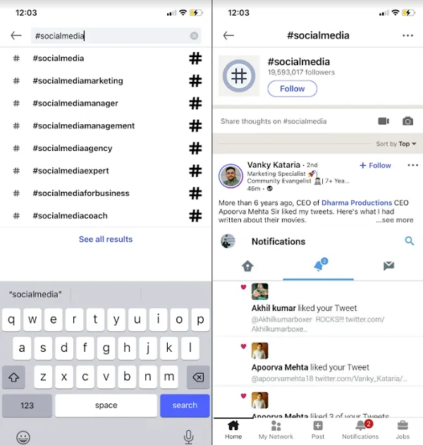 LinkedIn search example