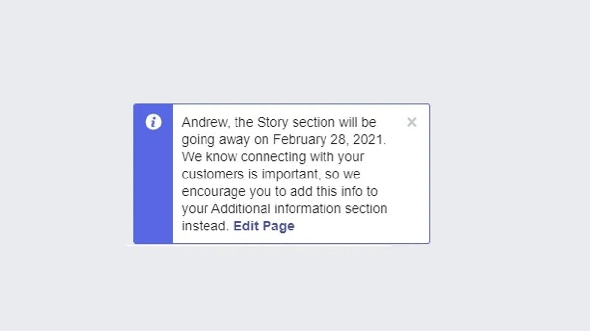 Facebook Stories section removal