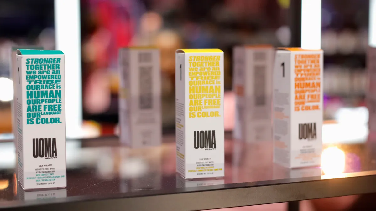 Uoma Beauty products on a shelf