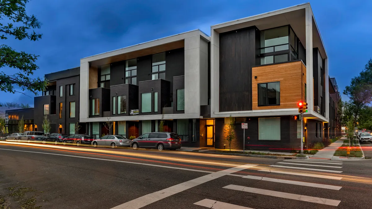 Modern looking three-story apartments