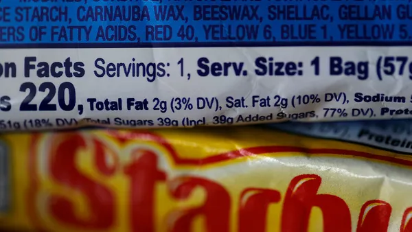 An ingredients list is seen for Airheads candy