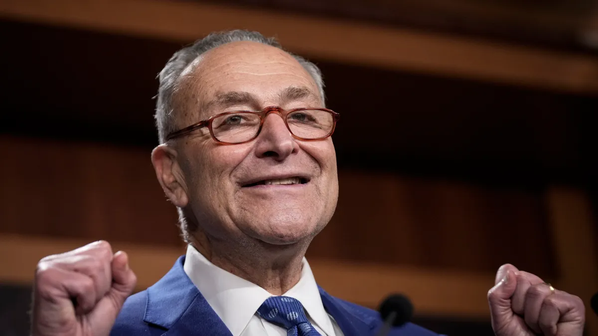 Senate Majority Leader Chuck Schumer (D-NY) speaks during a news conference after passage of the Inflation Reduction Act at the U.S. Capitol August 7, 2022 in Washington, DC.