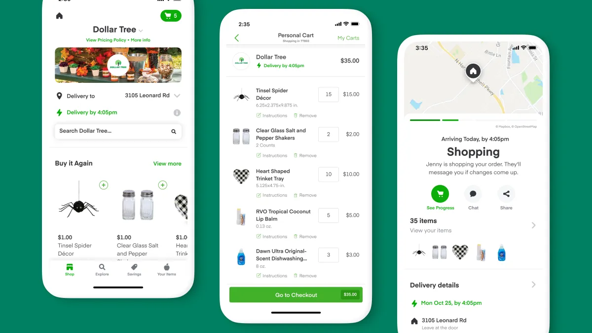 Dollar Tree storefront on Instacart app