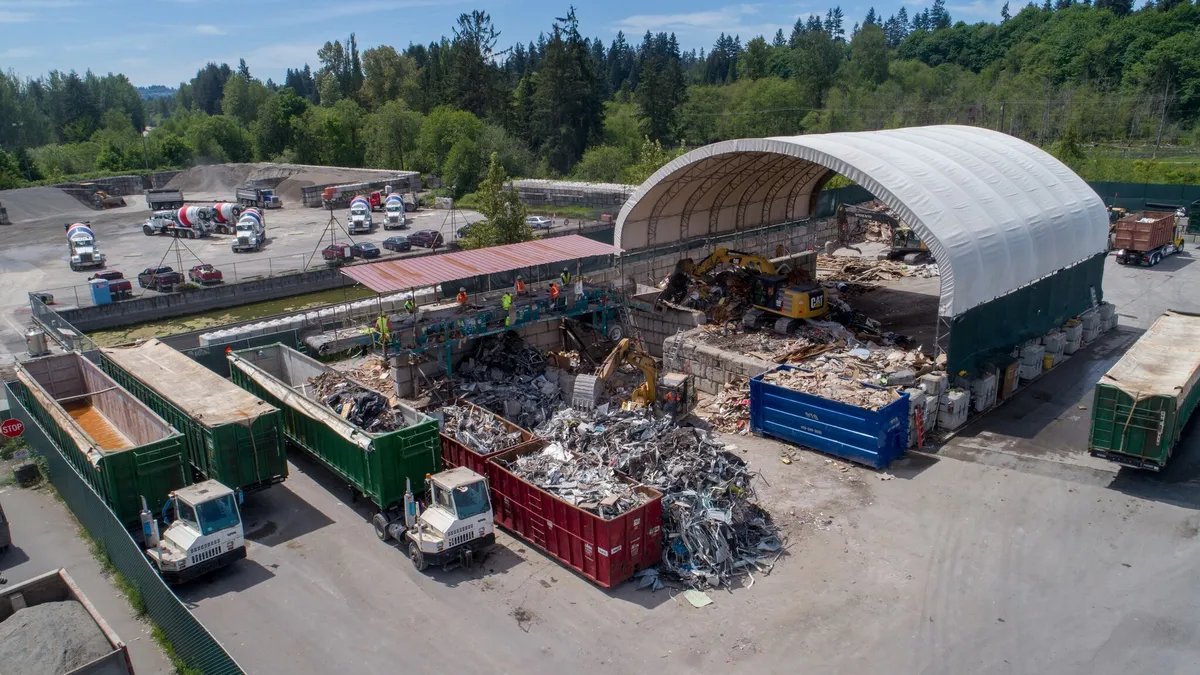 Aerial view of industrial recycling facility in Washington state