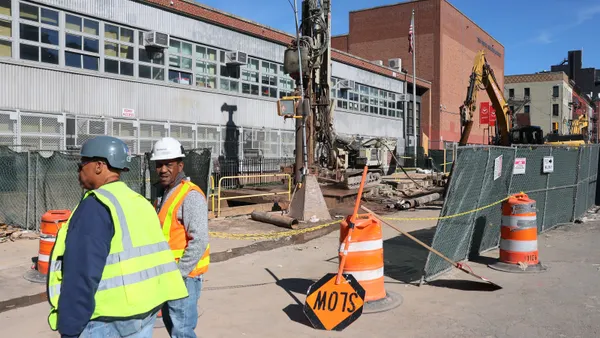 Construction machines on the site of the Second Avenue Subway station