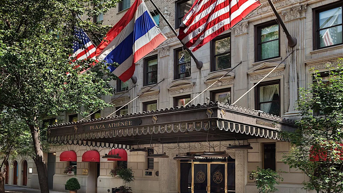 The exterior of the Plaza Athenee in New York City.