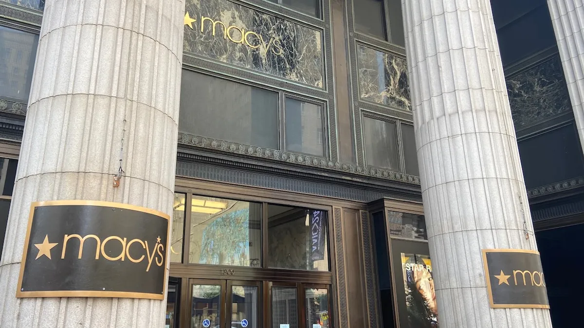 Pillars on flanking a department store entrance.