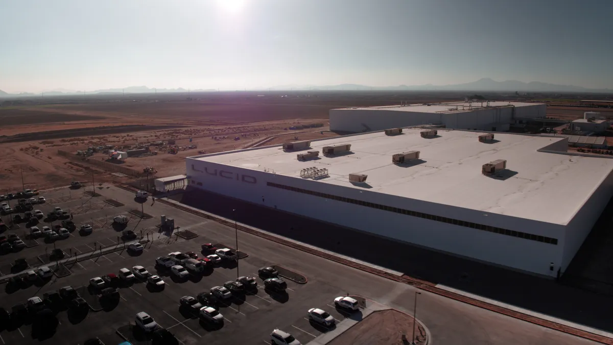 An aerial view of the Lucid Motors assembly plant.