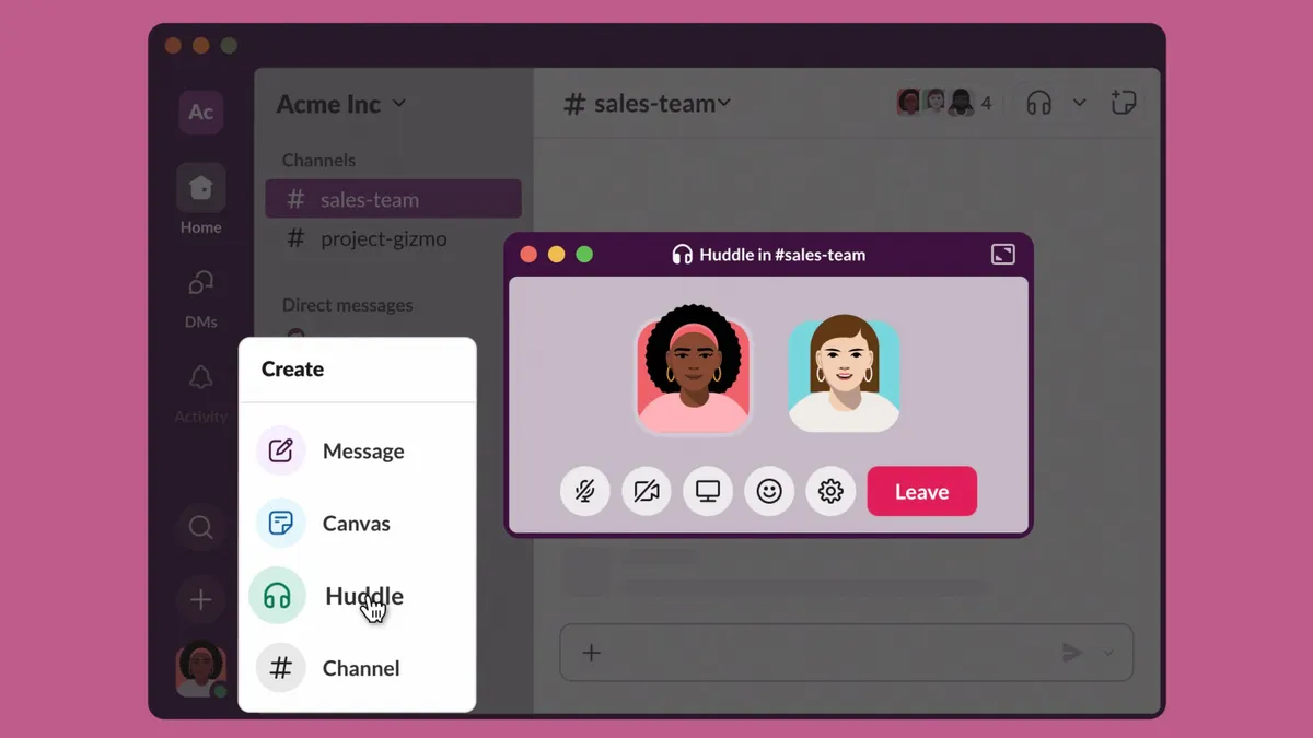 A screenshot of the Slack UI rolled out August 2023