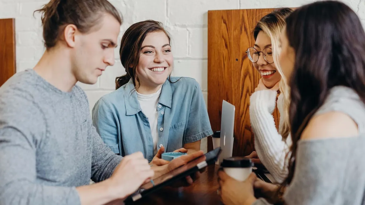 Group of people sitting and talking