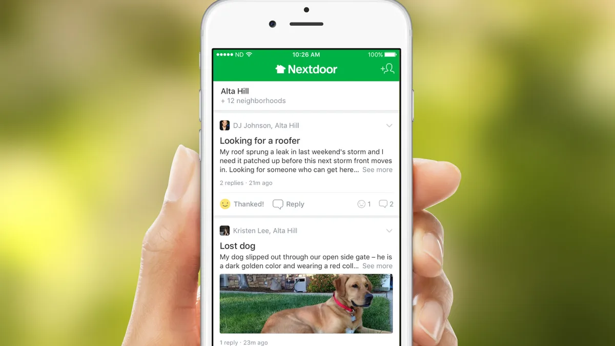 Nextdoor mobile app.