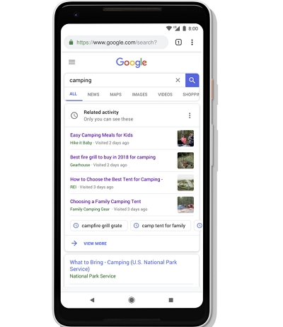 Google Activity Cards