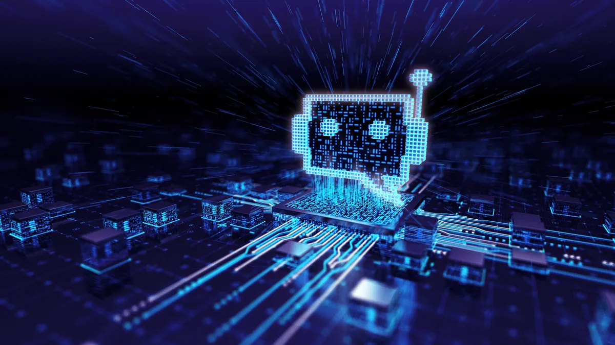 Chatbot concept. Message box on a circuit board.