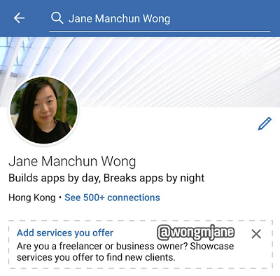 LinkedIn services section example
