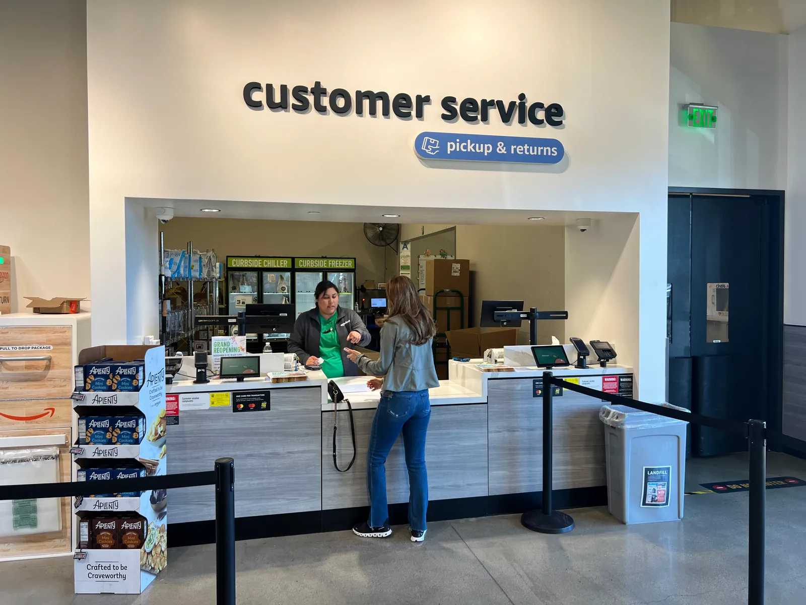 Customer service counter at the Amazon Fresh store in Woodland Hills, California.