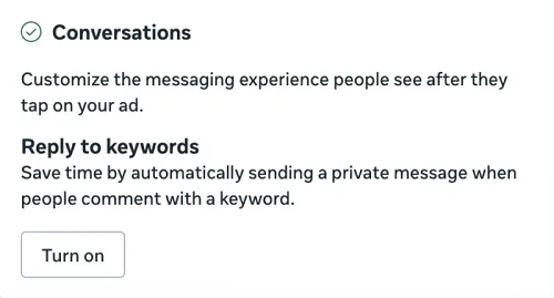 Meta reply to keywords