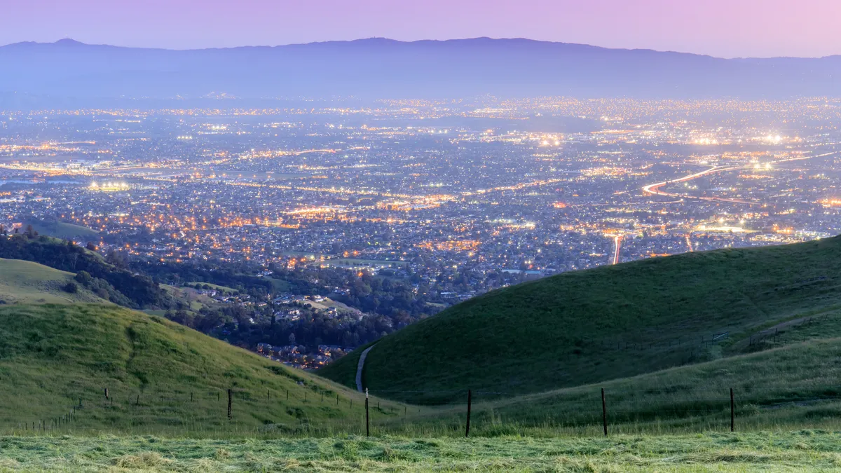 A landscape perspective overlooks Silicon Valley.