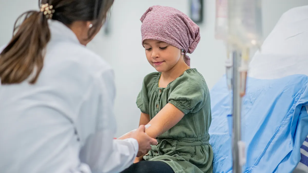 Little girl being treated in a clinic