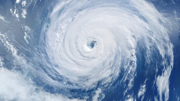 A hurricane is seen in a satellite image.