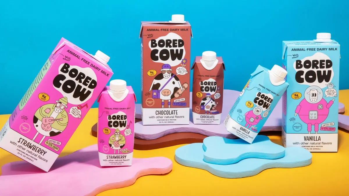 Tomorrow Farms is launching Bored Cow animal-free dairy milk, made with Perfect Day's proteins.