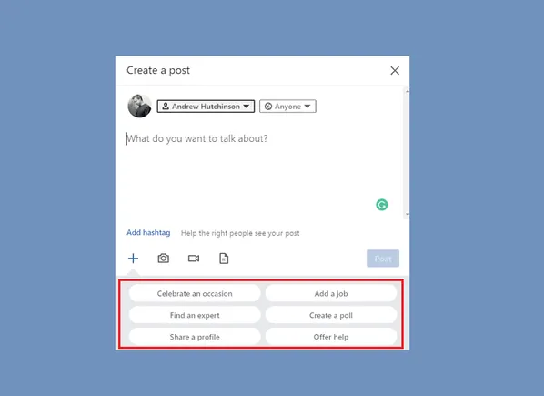 LinkedIn Continues to Add More Quick Creation Option in the Post ...