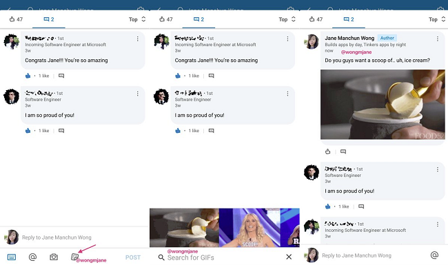 LinkedIn GIFs in comments