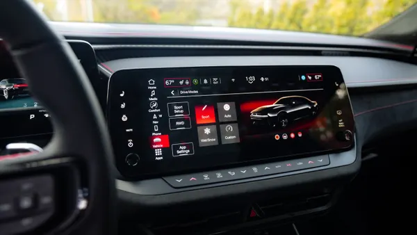 The center infotainment screen in a 2026 Dodge Charger Scat Pack showing available drive modes.