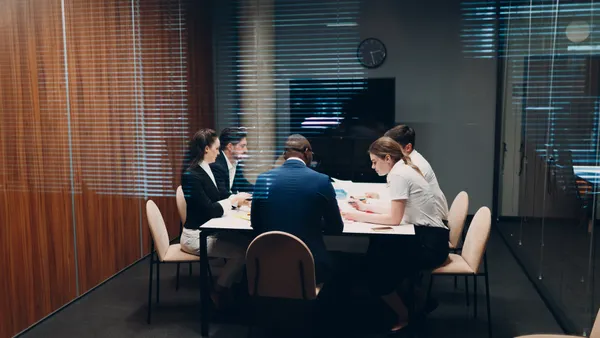 team at office meeting
