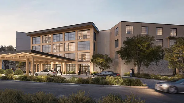 A rendering of the exterior of Kimpton Fredericksburg.
