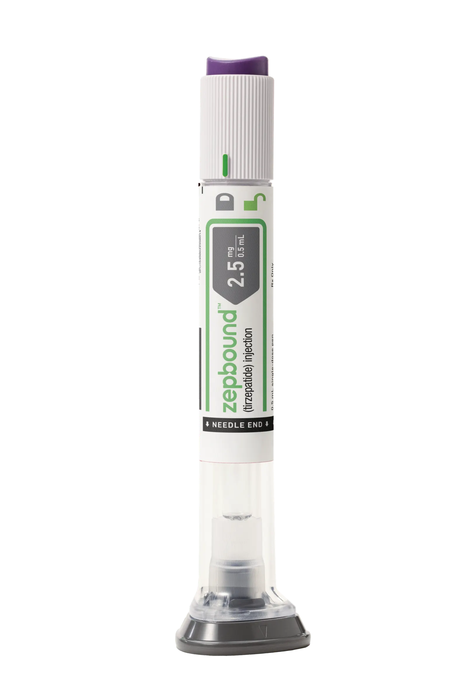 An injector of Eli Lilly's weight loss treatment Zepbound is seen against a neutral background.