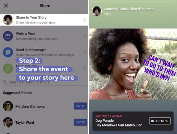 Facebook Stories events integration
