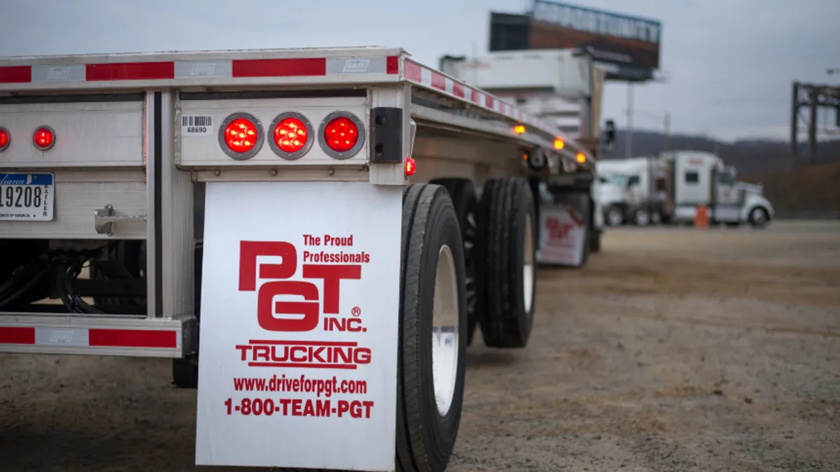 PGT Trucking flatbed truck rear view