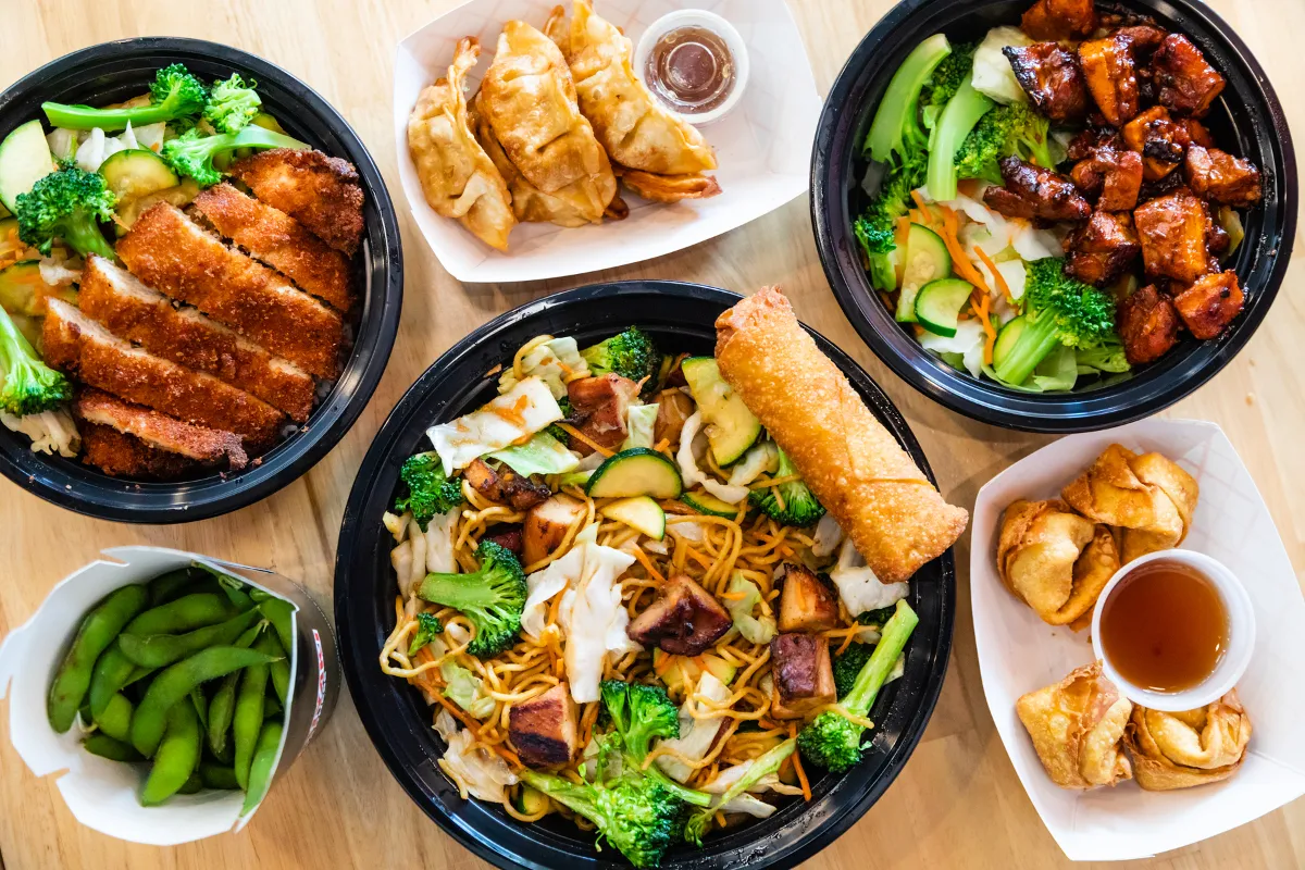 A photo of menu items at Teriyaki Madness