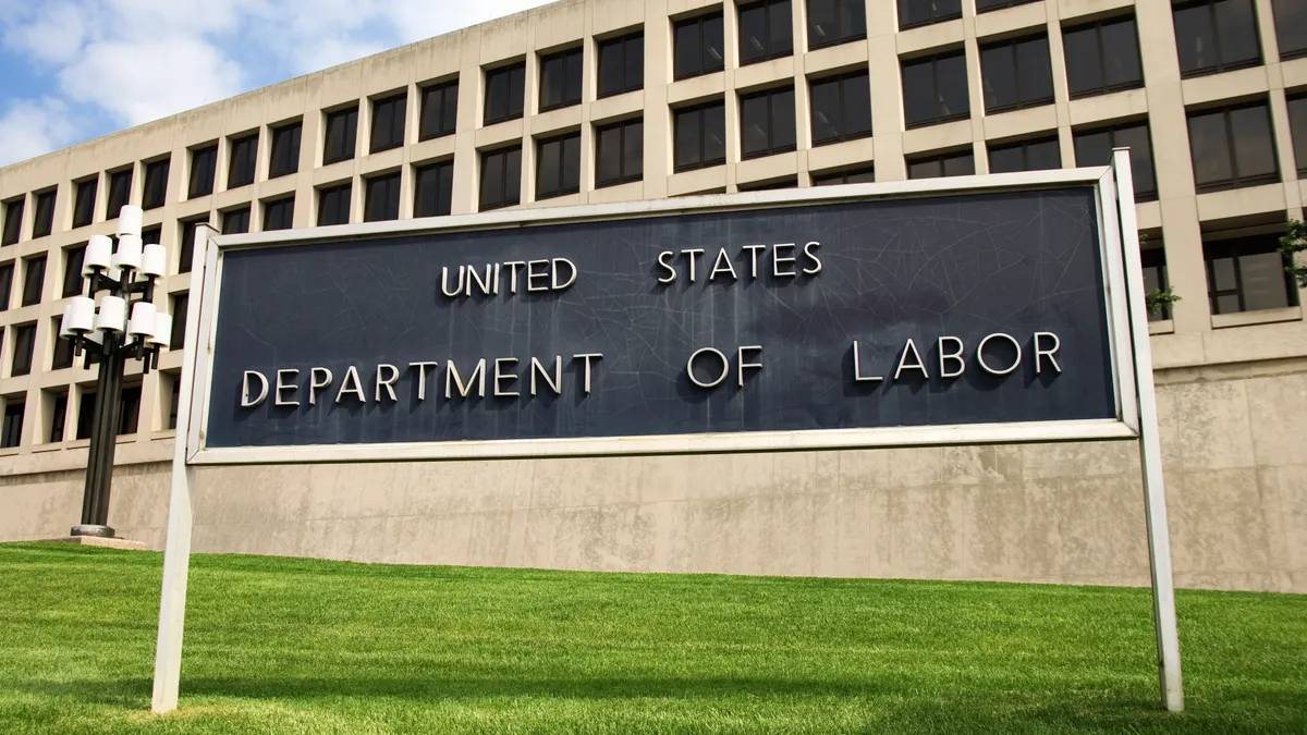 DOL's sign stands outside its headquarters.