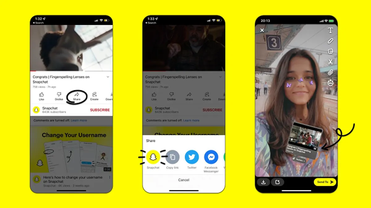 Snapchat YouTube link sharing