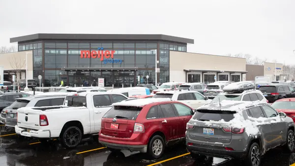 The parking lot of a Meijer Grocery store in Michigan
