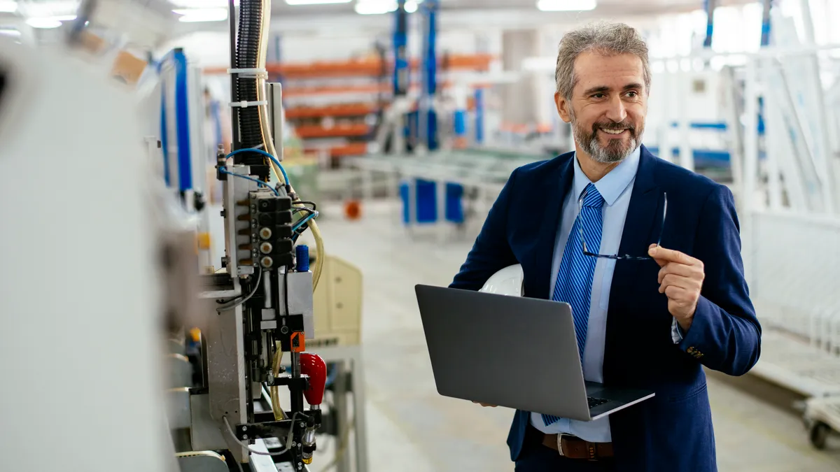 Businessman working on laptop