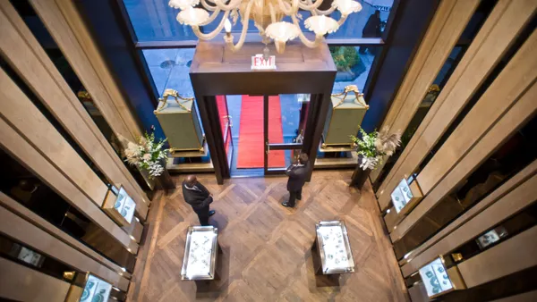 A view of a Buccellati store interior as seen from above.