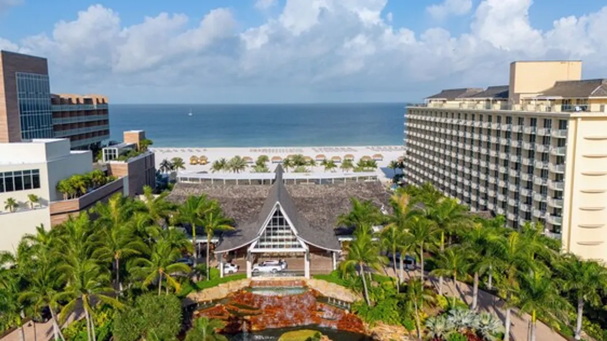 An aerial image of the JW Marriott Marco Island Beach Resort in Florida.