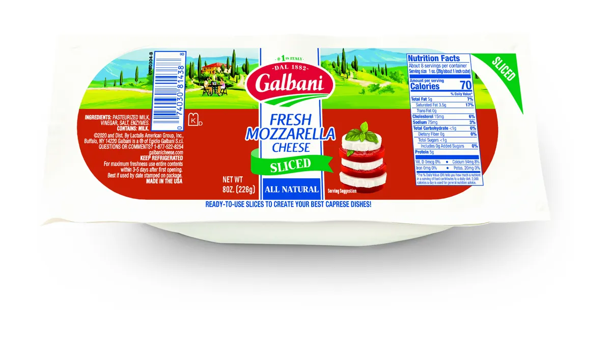 A package of Galbani cheese.