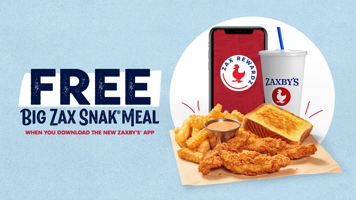 A promotional image for Zaxby's new rewards program.