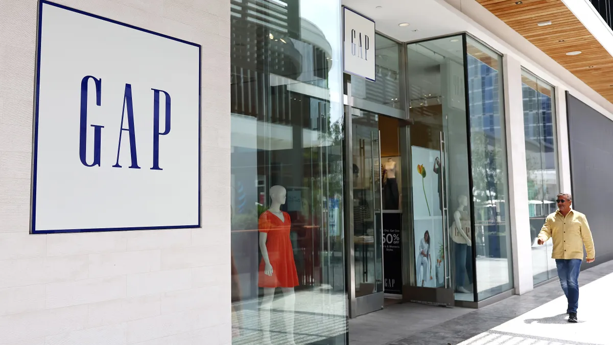 The Gap logo is displayed at a Gap store.