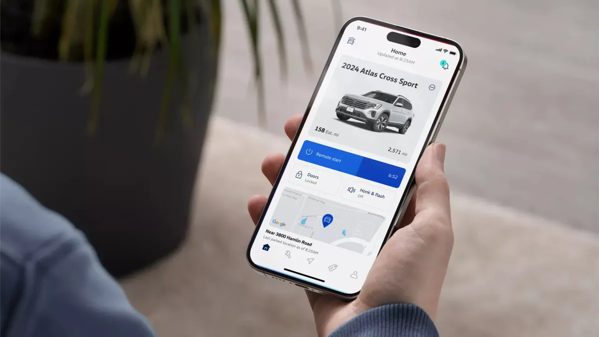 Volkswagen app on smartphone