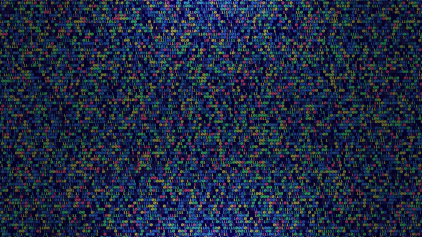 Neon Binary Data Software Programming Code Background.