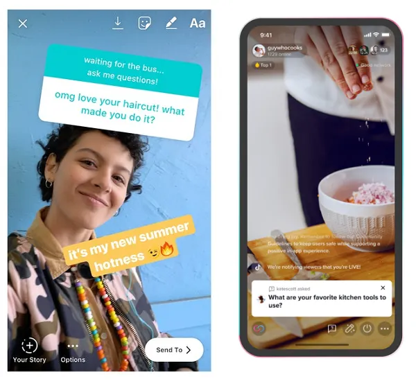 TikTok Instagram stickers