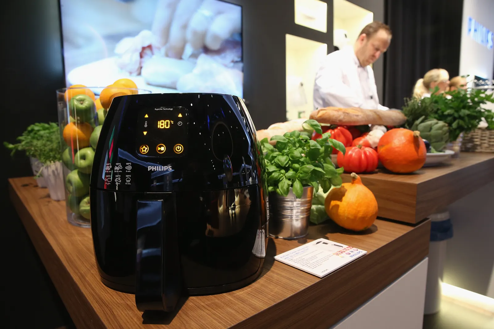 An Airfryer french fries maker stands on display at the Philips stand at the IFA 2013 consumer electronics trade fair.