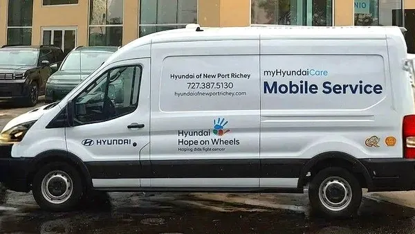 A Hyundai mobile service van is photographed in New Port Richey, Florida, on May 12, 2026.