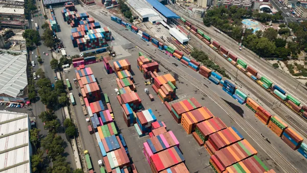 Export freight containers with Mexican produced goods are seen ready to be shipped to the U.S. in the Pantaco customs complex on June 7, 2019 in Mexico City, Mexico.