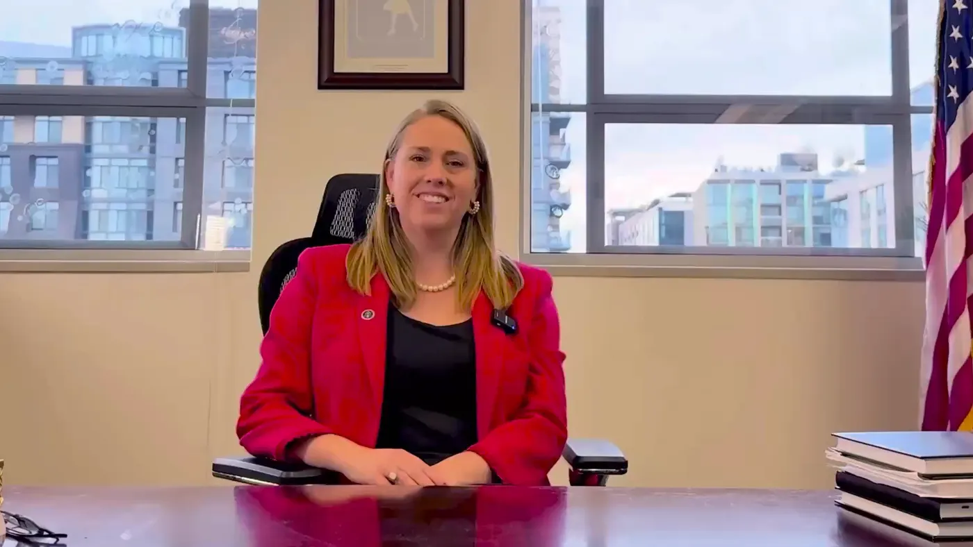 EEOC Chair Andrea Lucas speaks from her office to the public
